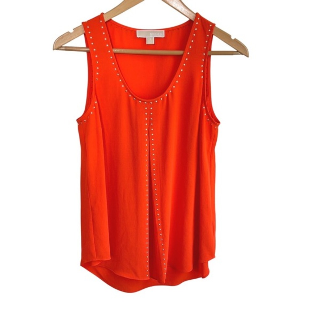 MICHAEL Michael Kors‎ Orange Studded Tank Top Small Sleeveless Stud Embellished